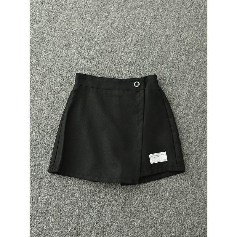 

Style Hong Kong Style Retro Gingham Short Skirt Young Adult Summer and Autumn Age-Reducing Rb419 High Waist Slim Looking A- line Wide Leg Culottes Black 140