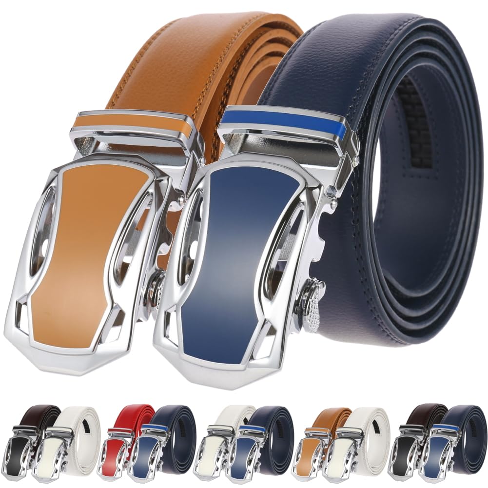 

Yumemono Набор регулируемых Идеально для и Гольф x Мужские ремни с автоматической блокировкой, 2, Кожа без отверстий, Длина, Деловой, Повседневный, (Хаки Флот)