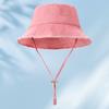Raw edge cotton bucket hat embroidered female color visor, shopping sun protection hat