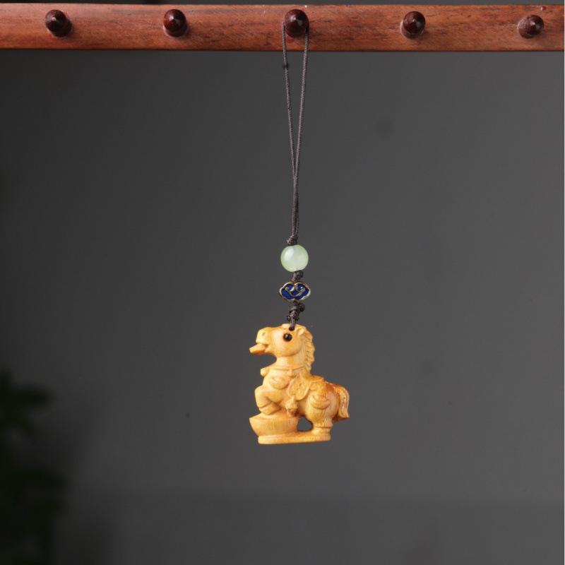 Zodiac Sheep Red and Green Sandalwood Rosewood Pendants & Keychains