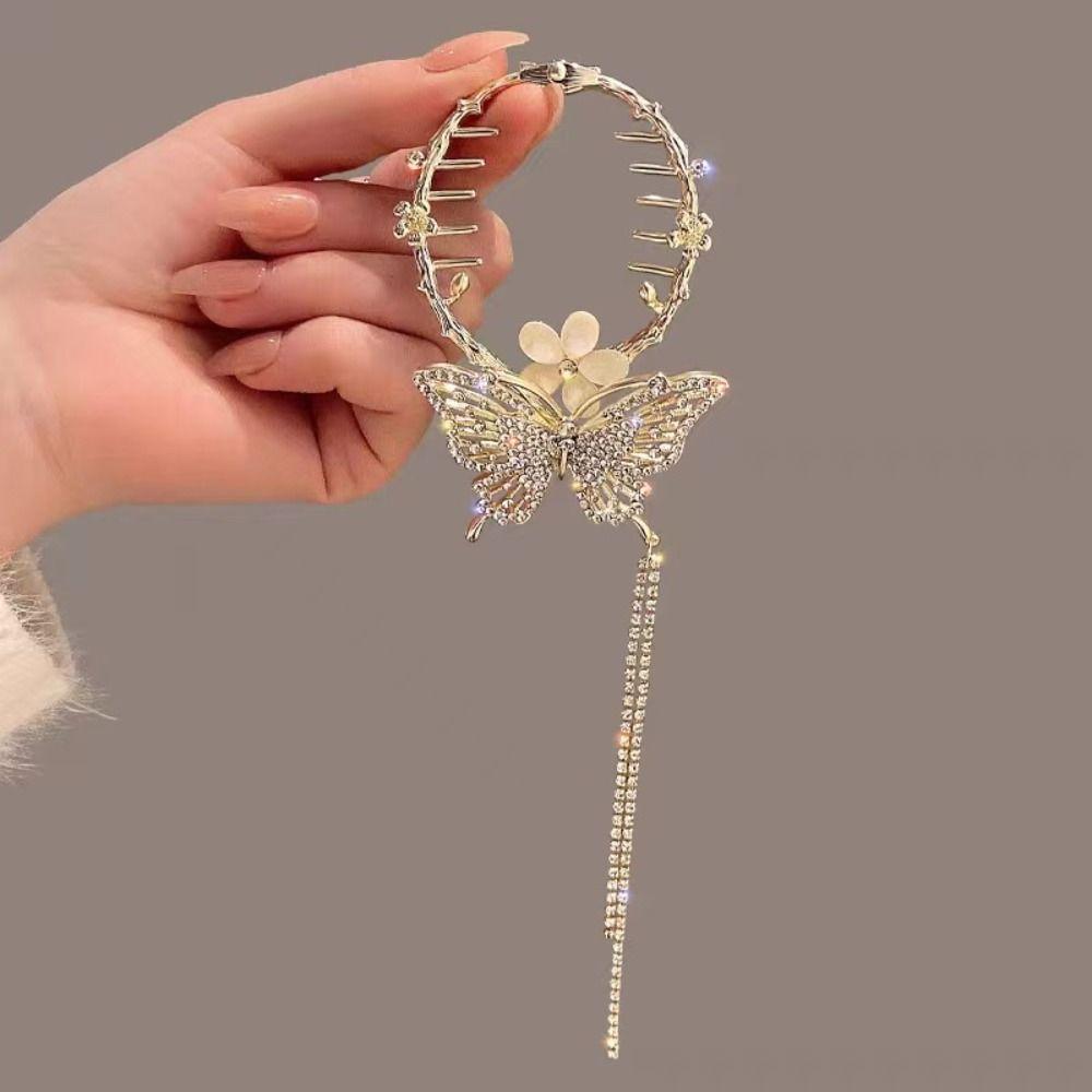 Flower Women Hair Claw Butterfly Pearl Hair Clip Hair Bun Fixed Clip Korean Style Ponytail Buckle