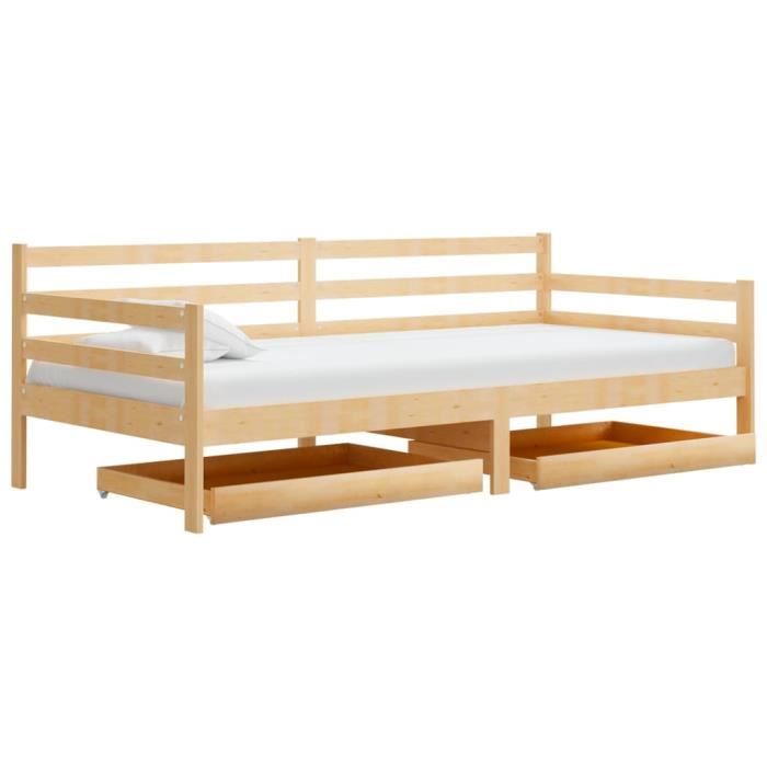 VidaXL Lit de repos avec tiroirs 90x200 cm Bois de pin massif 3083679