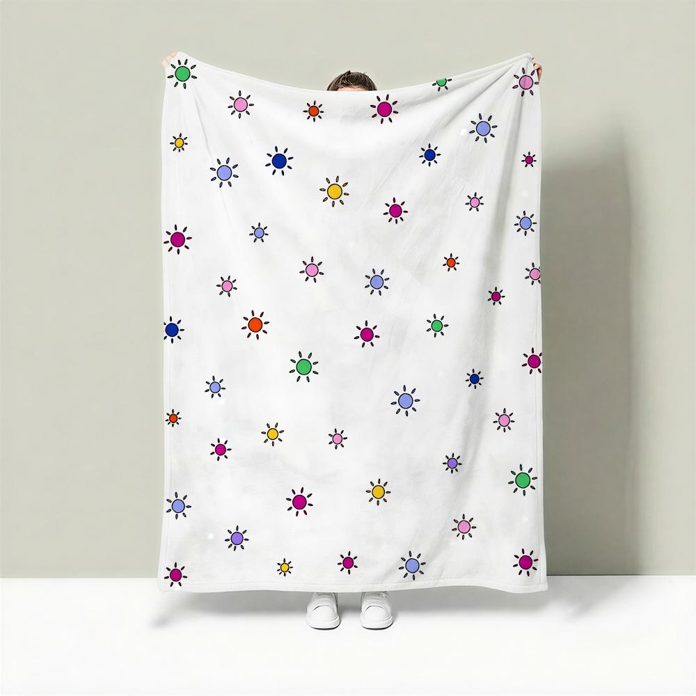 Tiny Kid Motif Set Throw Lightweight 240G Flannel Blanket Soft Skin-Friendly For Summer Cooling