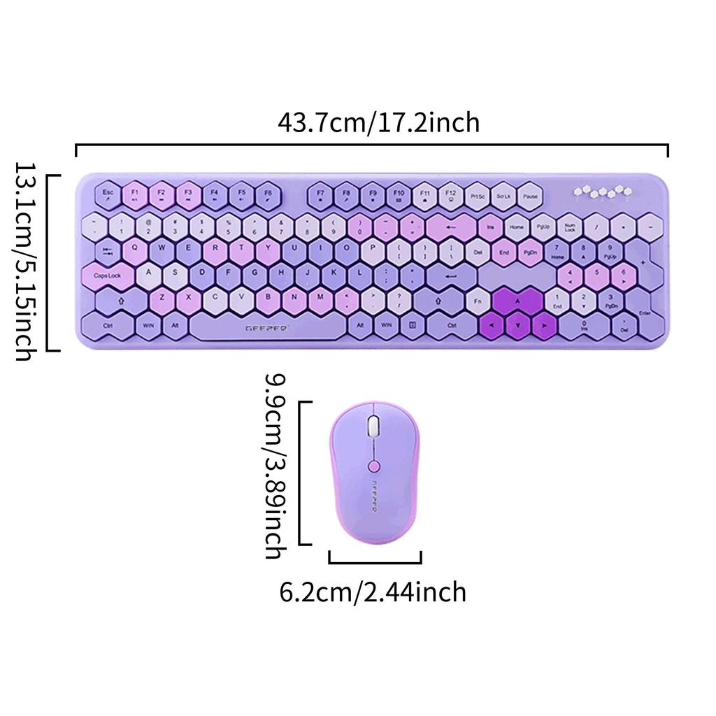 Ergonomická 2.4G Bezdrátová Tichá Klávesnice Myš Combo 105 Kláves Voštinové Krytky Kláves Bezdrátová Sada Klávesnice a Myši pro Stolní Počítač/Laptop