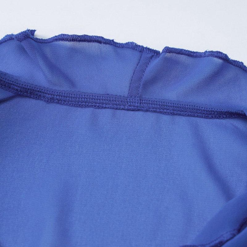 Women V Neck Outfits Elegant Mesh Tie Up Ruffle Holiday Sexy See Through Maxi Dress