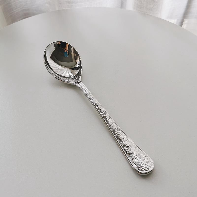 304 Stainless Steel Court Spoons Kitchen Food-grade Long-handled Round Spoons for Eating High-end and Exquisite Household Scoop