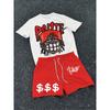 2026Spring/Summer Trendy Quick Drying 3D Printed Skull Men's Round Neck Top and Shorts, Hip Hop Style Fashion Cool Two Piece Set