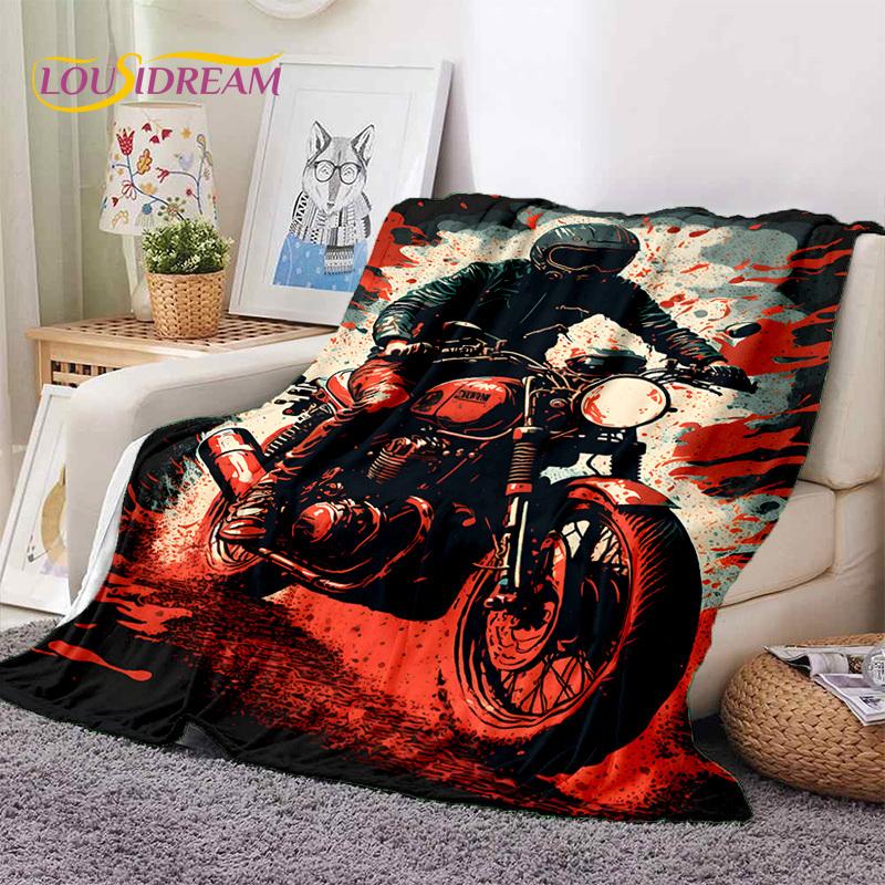 Motocross Motorrad Weiche Decken, Warme Kuscheldecke Bequeme Decke für Picknick Betten Sofa Zuhause Schlafzimmer Wandergeschenk