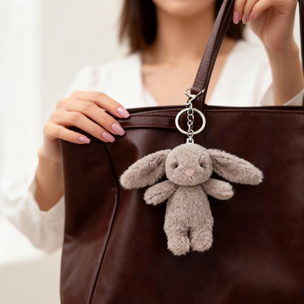 Porte-clés Peluche Lapin Kawaii Adorable pour Sacs à Dos et Sacs Ornement Suspendu Lapin Mignon, Peluche Douce Jouet Cadeau pour Filles