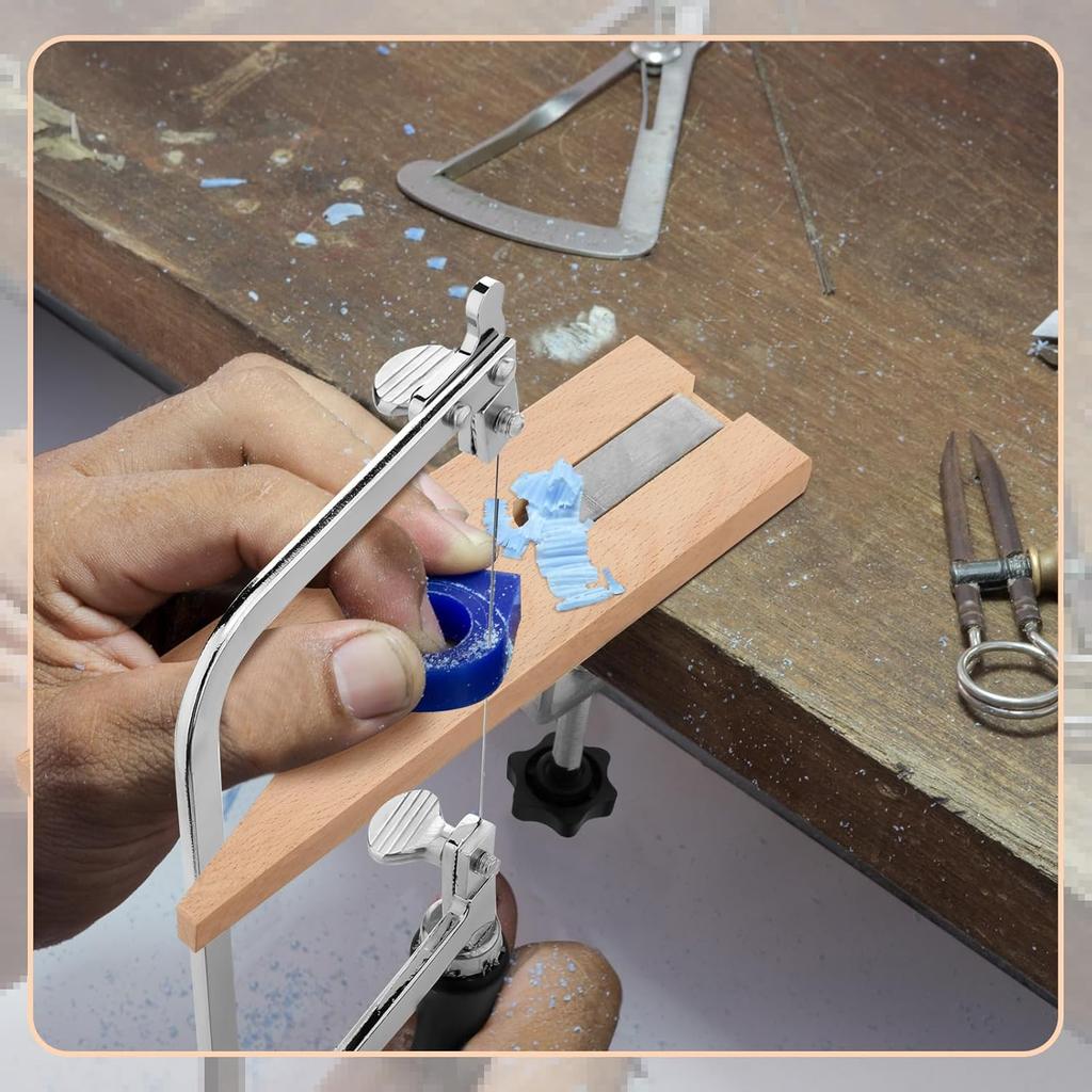Jewelry Crafting Saw Frame Tool Kit, Includes Jeweler's Saw, 144 Blades, Mini Vise and Wooden Bench Pin