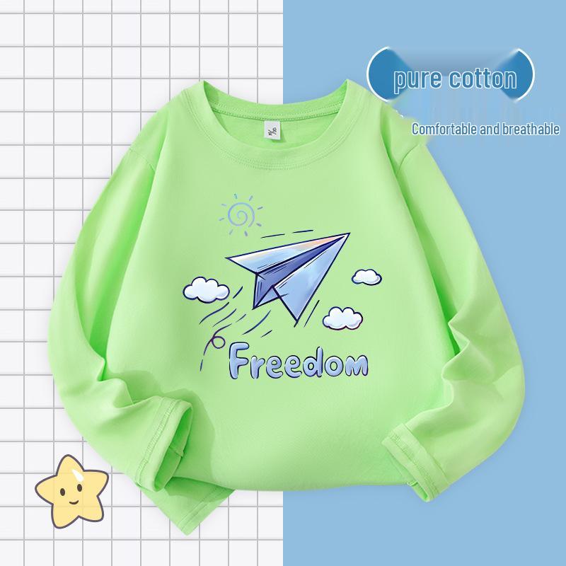 Boys  Long Sleeve Round Neck Cotton Pullover, Breathable Spring/Autumn Casual Top, Trendy Children s Wear 160cm