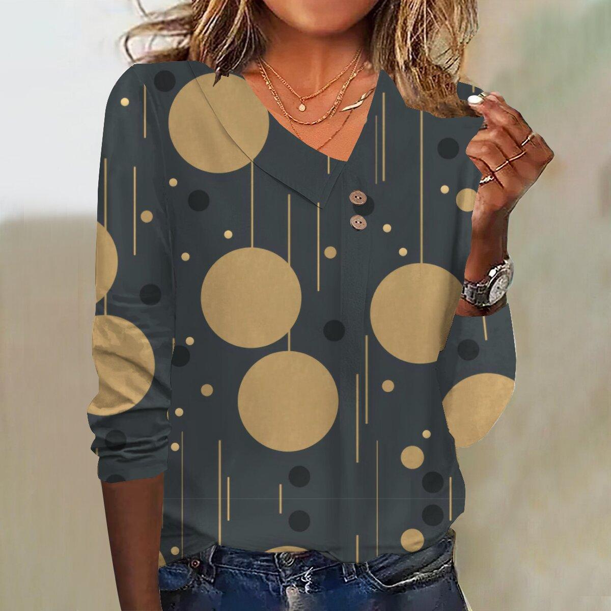 

2023 Осенний новый модный женский повседневный топ с рукавом 3/4 и принтом больших размеров