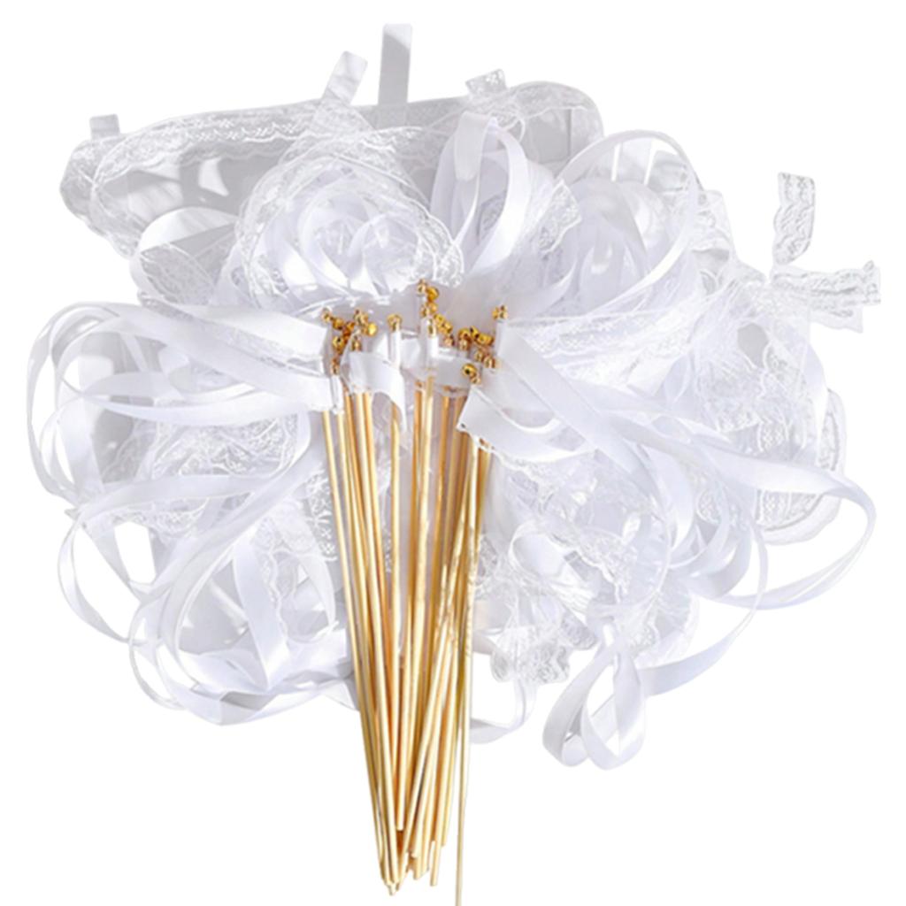 30pcs Wedding Sparklers for Send Off with Gold Bells and Lace Silk Party Event Holiday Celebration Gift