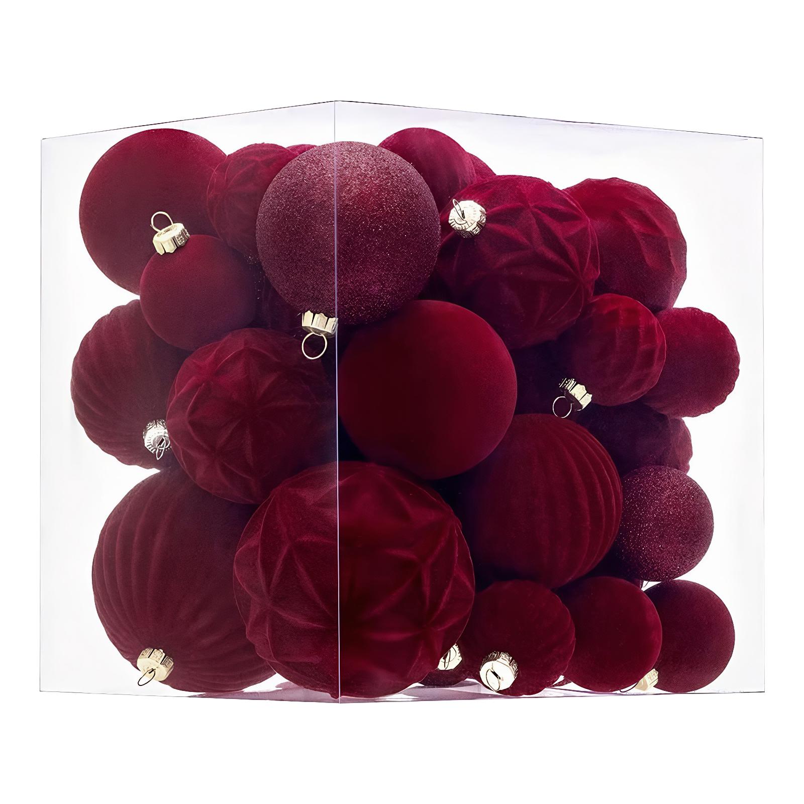 36pcs Burgundy Xmas Tree Decorations Velvet Ornaments Balls Sets Burgundy Velvet Ball Ornament for Christmas Tree Decorations вино красного
