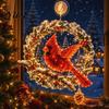 Hanging Glass Window Light Christmas Suction Cup Light, 7.8-Inch Double-Layer Warm LED Tree Battery Powered for Holiday Windows, Doors Festive