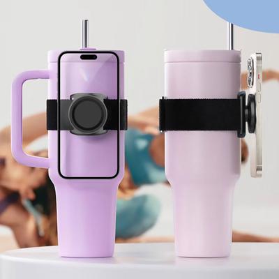 Magnetic Running Phone Holder Wrist Strap Universal Arm Strap for Cup Easy Install 360-degree Rotatable Water Bottle Phone Bracket for Exercise