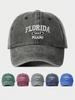 Washed Denim Baseball Cap With Florida 1822 Miami Embroidery Adjustable Outdoor Sun Hat