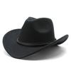 Vestlig Cowboyhatt for Menn Kvinner Filt Bredbremmet Cowgirlhatt med Sølvperler Rull opp Fedora-hatt for Wild West Kostymefest Halloween Cosplay