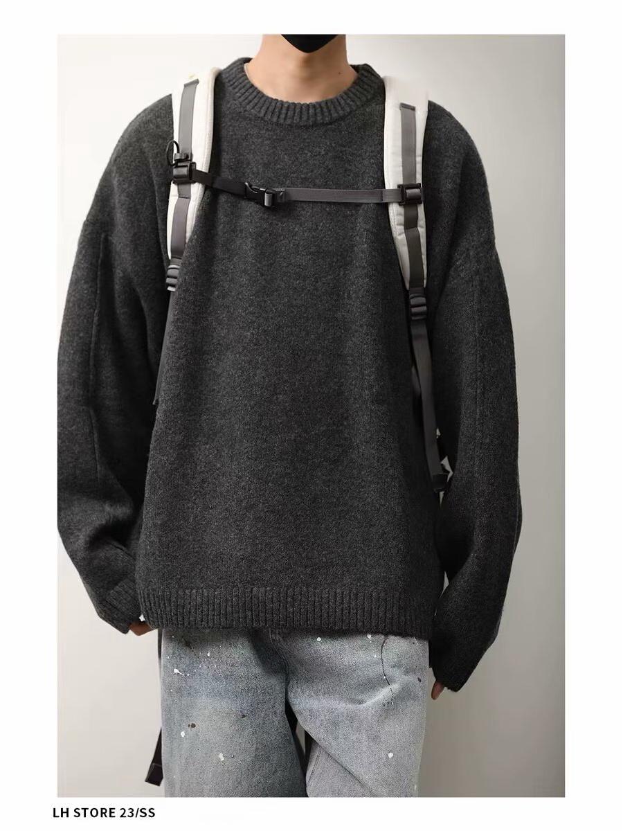 Unisex Maillard Color Loose Knit Sweater - Retro Japanese Style, Perfect for Autumn/Winter XL