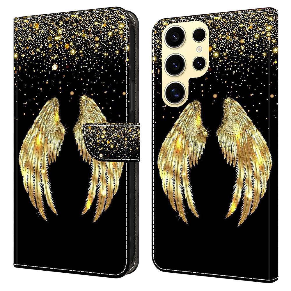 

For Samsung Galaxy S25 Ultra Case 3D Pattern PU Leather Wallet Phone Cover with Stand Gold Wing