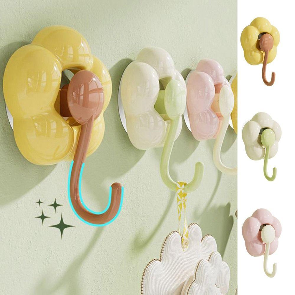 Flower Shape Vacuum Hangers Plastic Towel Hook Multipurpose Suction Cup Hook Bathroom