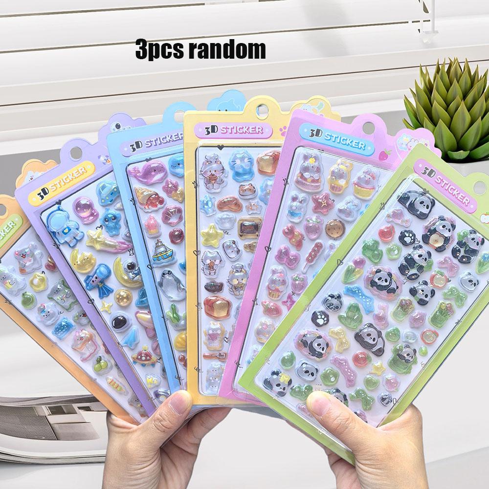 Kawaii Animals 3D Bubble Stickers Cute Cartoon Clip Stickers DIY Diary Stationery Stickers Decorative Aesthetic Art