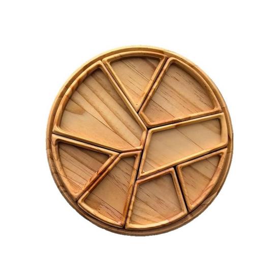 Wood Puzzle Serving Tray with 8 Removable Compartments Cocktail Party Platter for Fruits Cheese Nuts Elegant Kitchen Essential