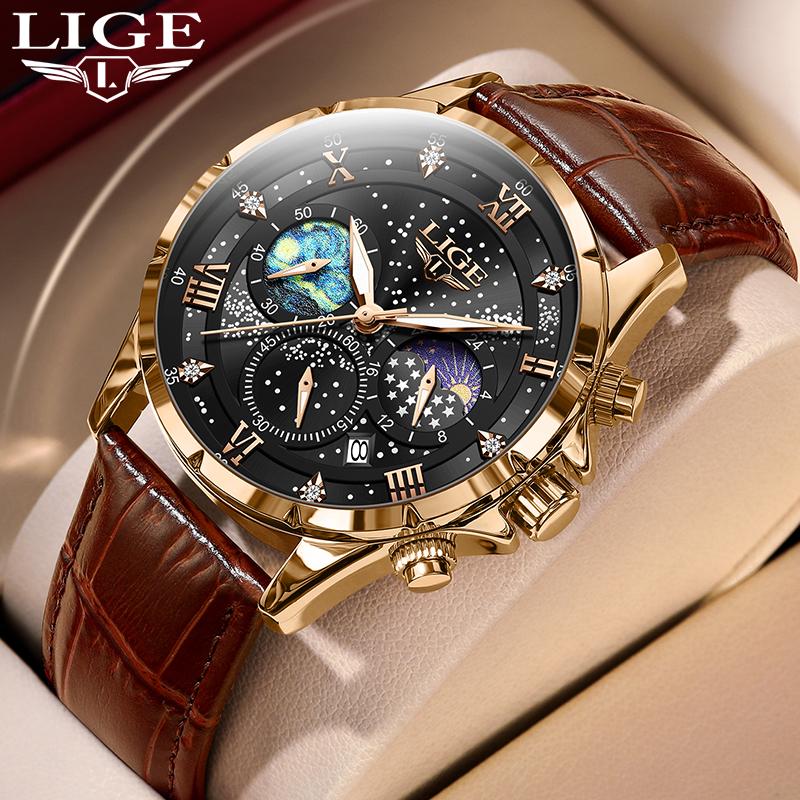 Quartz Watch For Men Top Brand Luxury Fashion Leather Watch Men Casual Sport Waterproof Chronograph Relogios Masculino+BOX