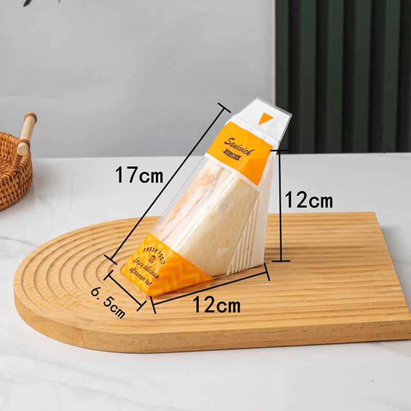 100 Stück transparente Sandwichverpackungen für gebackene Dreieckskuchen, Einwegverpackung, transparenter Beutel