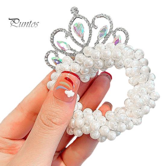 

Резинки для волос с короной принцессы, эластичные резиновые завязки для детей, элегантные нежные аксессуары для укладки волос из искусственного жемчуга C