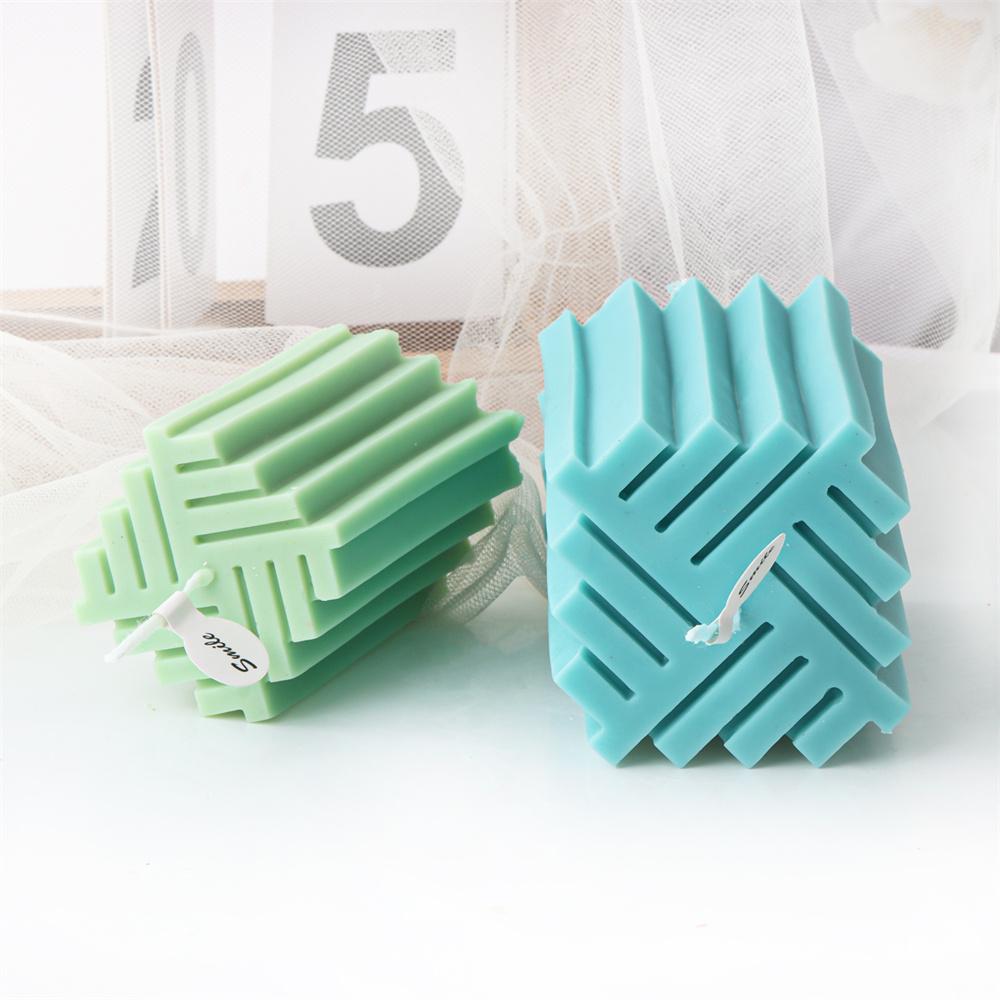 Geometry Gear Cylinder Spiral Candle Mold Long Rod Grooved Pillar Silicone Molds Classic Wax Candle Frame Casting Swirl Shaped
