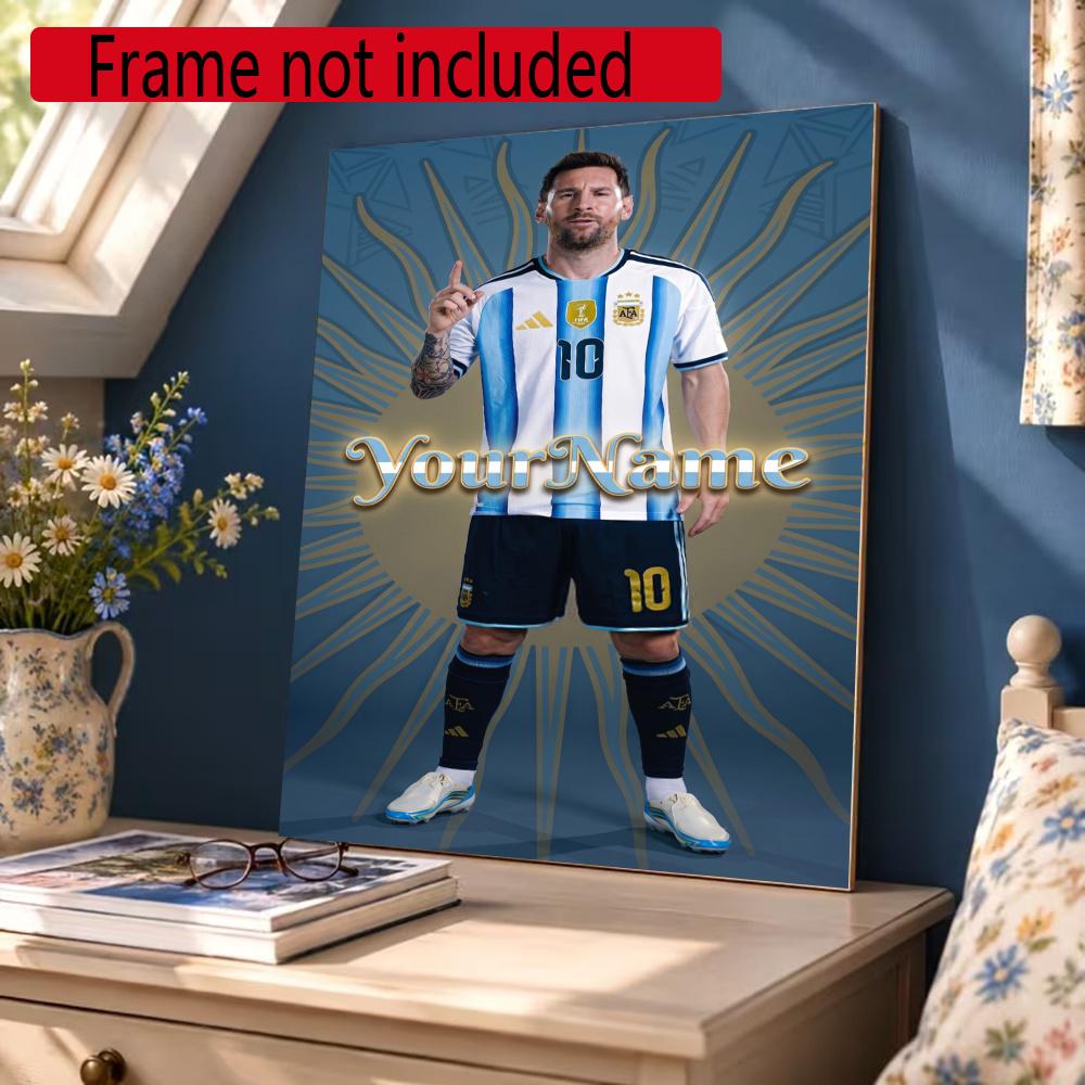 Messi Customize Your Name Diamond Painting Round Diamond Diy Frameless Holiday Artwork Suitable For Home Office Wall Decoration