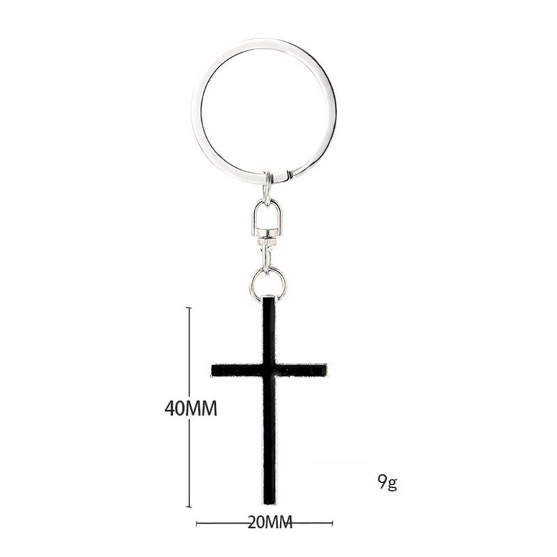 Couple Cross Stainless Steel Keychain Simple Romantic Design Fashion Metal Keyring Practical Car Bag Pendant