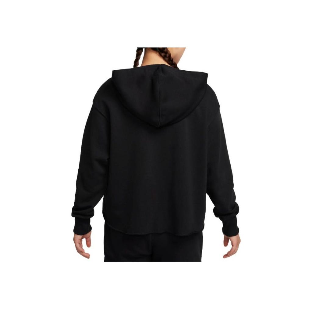 Nike Solid Color Hooded Long Sleeve Cropped Loose Sweatshirt Women Tops Black FB8267-010
