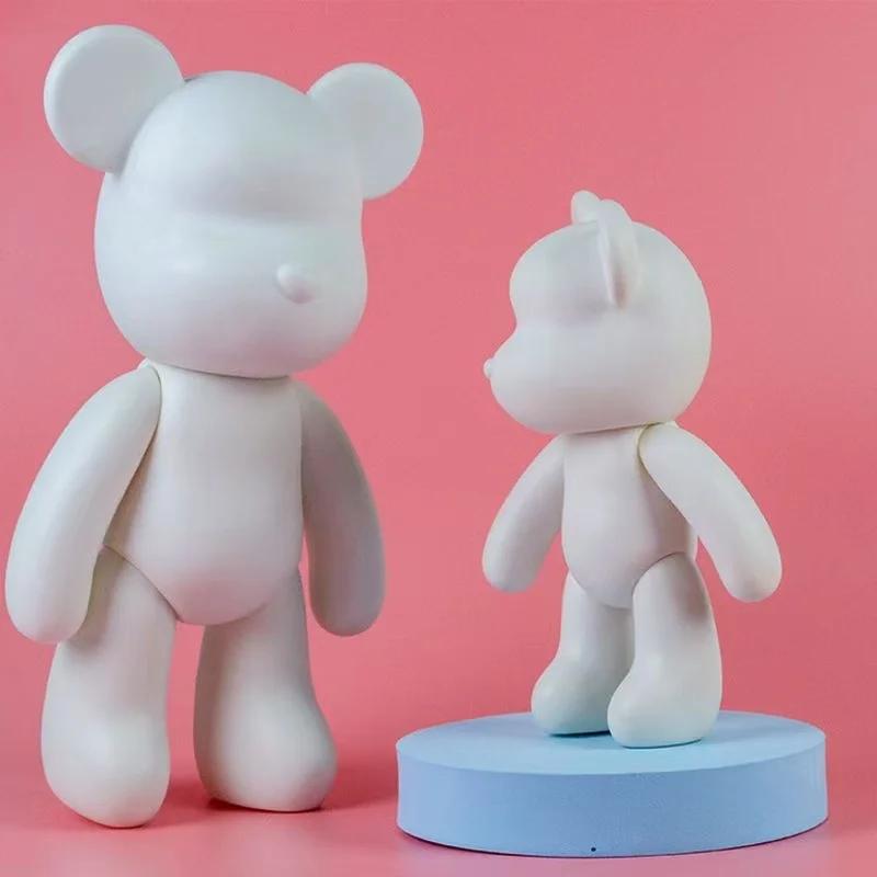Wholesale 3Pcs DIY Paint White Embryo Fluid Plastic Hand Painting Violence Bear Toy Model Doll Building Block Bear Doll Gifts
