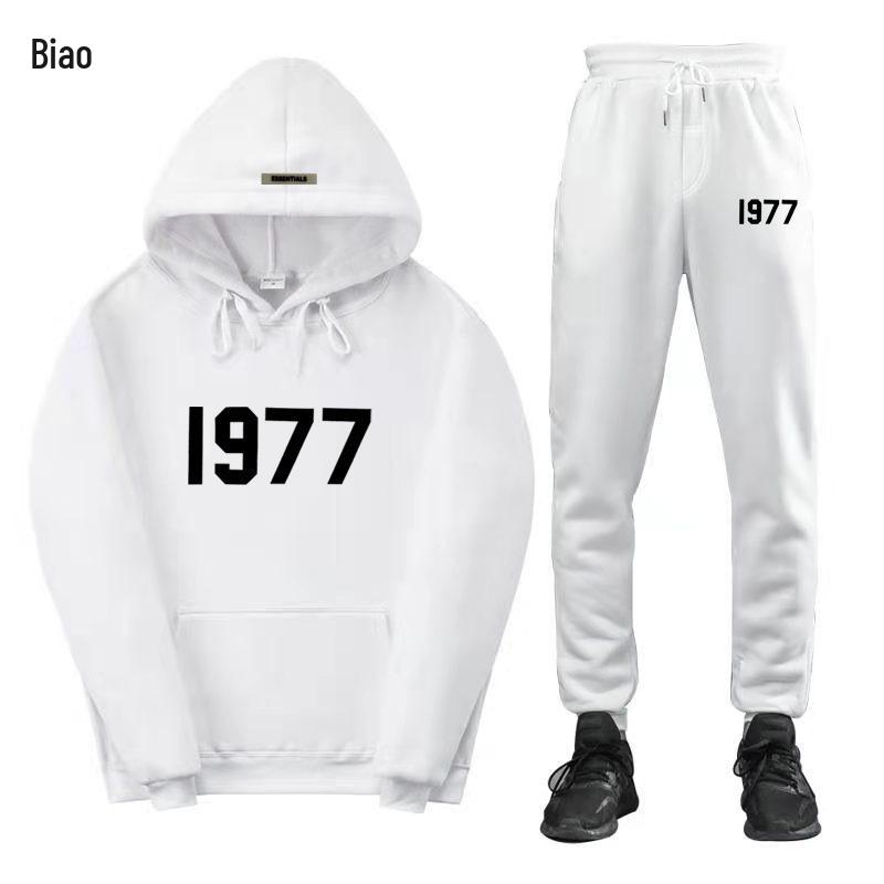 ESSENTIALS Double Line High Street Fleece Hoodie Set 1977 Trendy Casual Loose Fit.