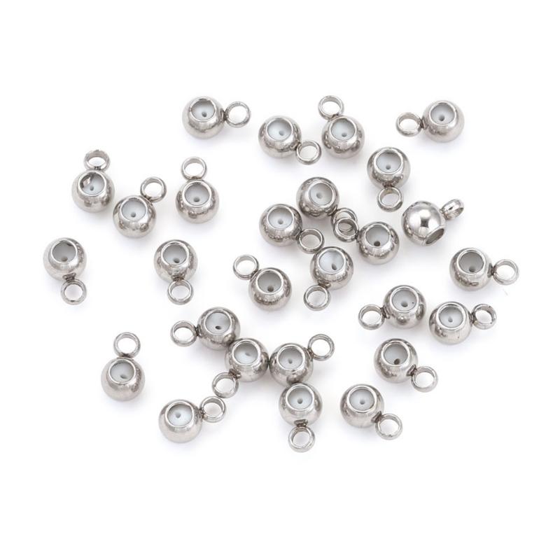 Set of 20 Silicone Plug Stopper Bead Spacer Beads for Necklaces and Bracelets Stainless Steel Jewelry Positioning Beads
