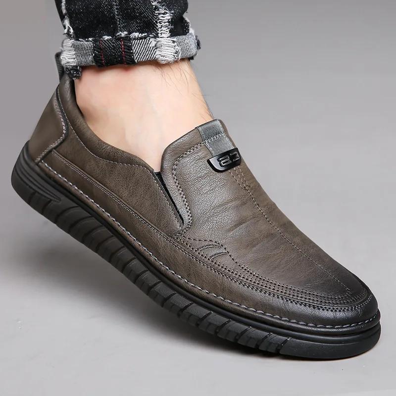 Fashion Men's Daily Business Leather Shoe Casual Soft Sole Handmade Loafers for Men Cow Leather Flats Moccasins Slip-on Men' Sneakers