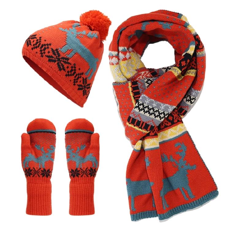Trendy Red Hat Scarf Gloves Set for Christmas Celebrations Christmas Gifts