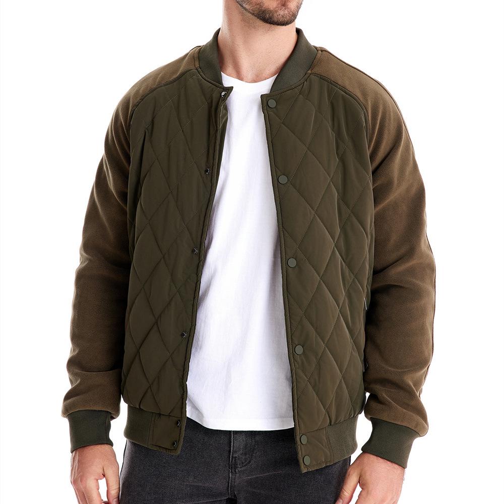 Men's Fleece-Lined Quilted Raglan Jacket - Autumn Casual Style
