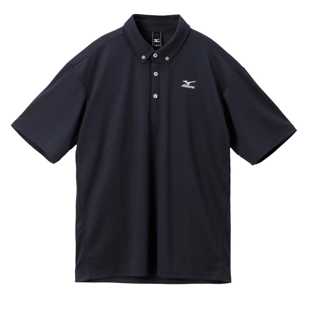 

Mizuno Simple is and Navy Men s Short-Sleeve Button-Down Shirt, Sweat-Wicking Quick-Drying, (C2JAC001)