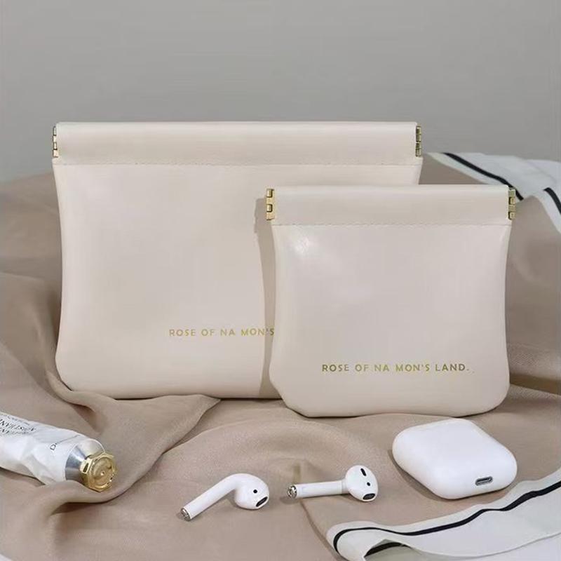 Pu Leather Simple Mini Lipstick Makeup Storage Bag Women Square Small Cosmetic Pouch Portable Make Up Key Organizer Bags