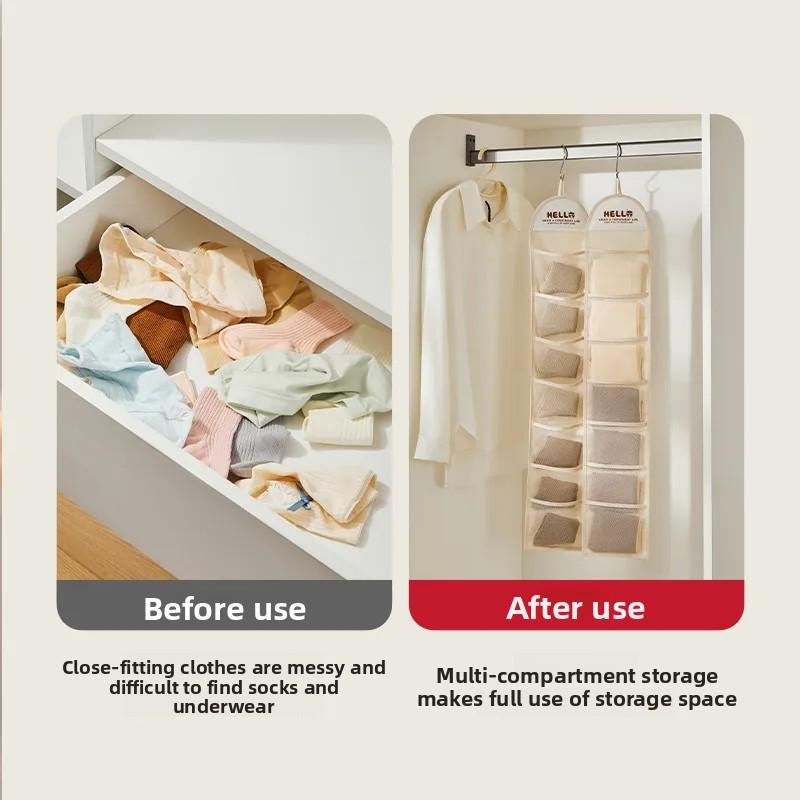 Hanging Storage Bag for Underwear Socks Women's Hair Accessories Classification Organizer Bag Dormitory Storage Bag Door Back