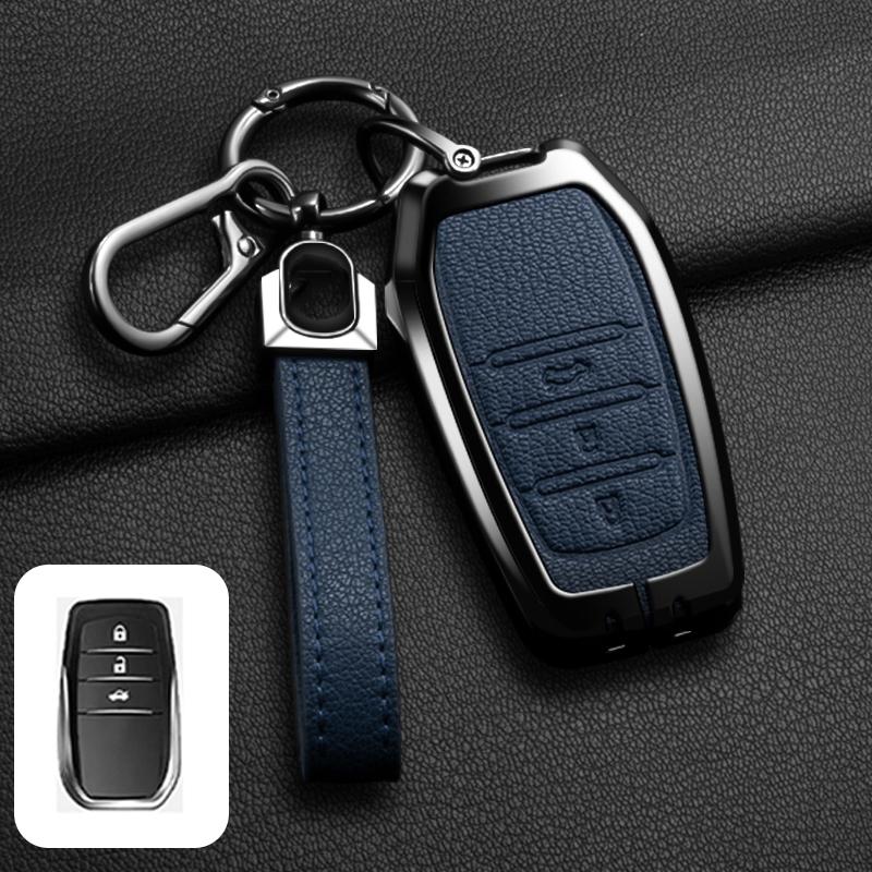 Zinc Alloy Leather Car Key Case For Toyota Chr Hilux Fortuner Land Cruiser 200 Camry Corolla Crown Rav4 Highland Key Case