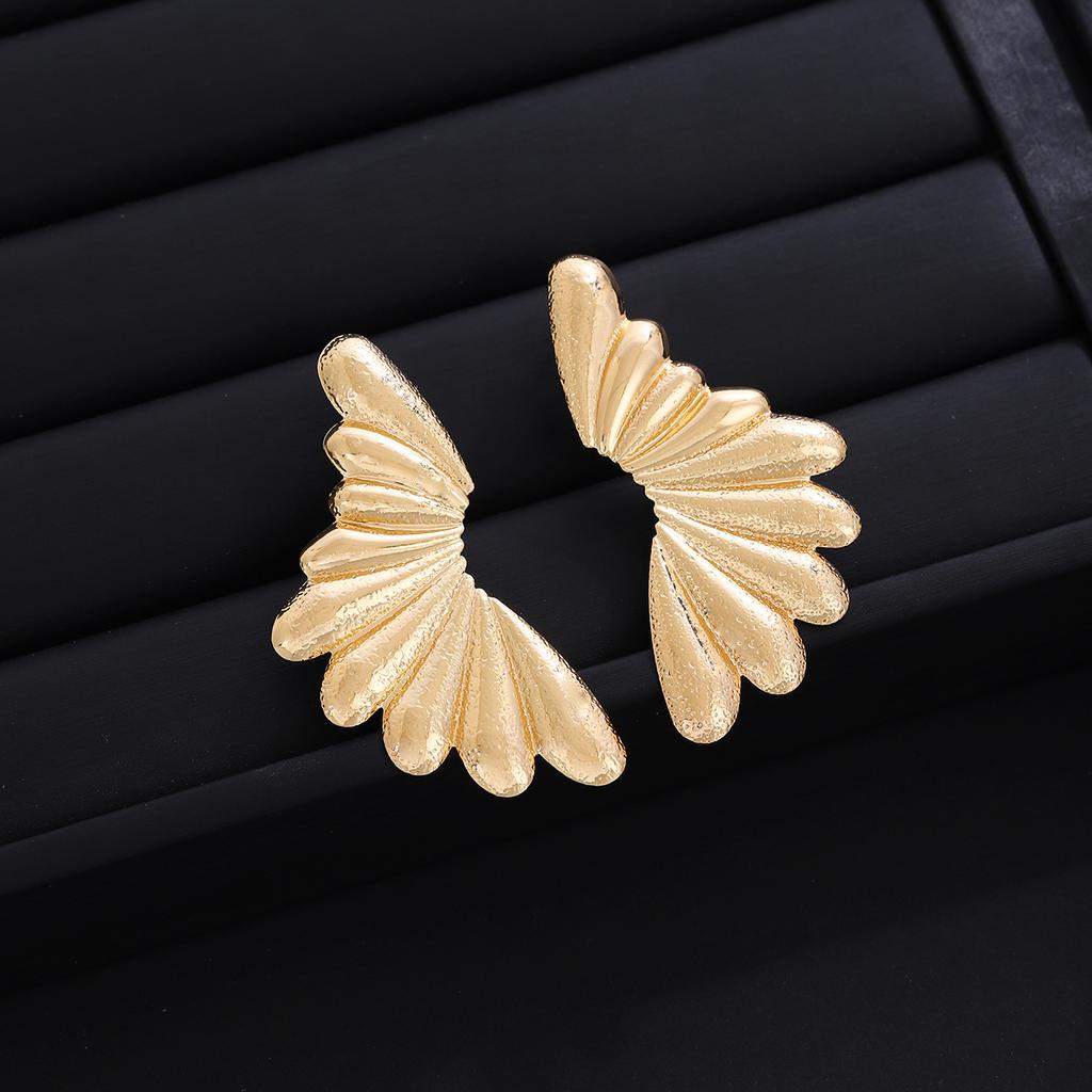 Náušnice pecky ve tvaru vějíře, přehnané, personalizované, lehký luxus, vysoce kvalitní kovový styl, módní, temperamentní, pro ženy