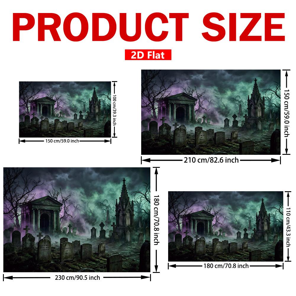 [2D Flat] 1 piece, spine-energizing Halloween banner, tombstone and mausoleum fog pattern, terrifyingzyc