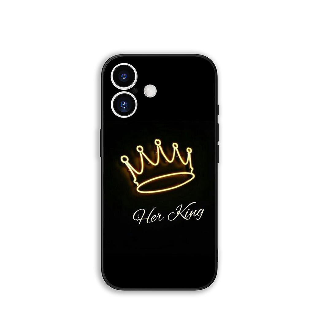 Queen King Couple Novelty Fundas Cover Phone Case for Apple iPhone 16 15 14 Plus 13 12 Mini 17 Pro Max + ProMax 16E Air 15+