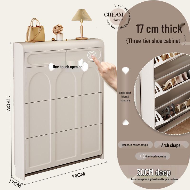 Ultra-Thin Flip-Top Shoe Cabinet & Coat Rack for Entryway Hallway Storage