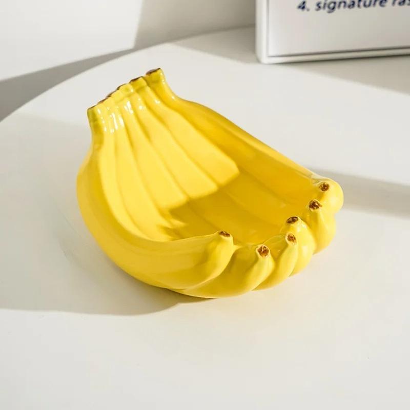 

Creative Banana Shaped Storage Tray, Ceramic Fruit Tray, Household Snack Storage Tray, Living Room Desktop Storage Container жовтий