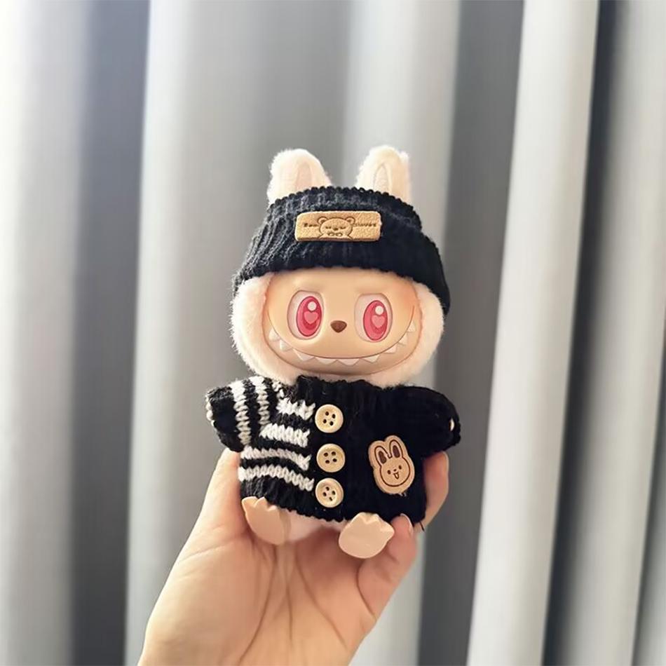Doll clothes for Labubu Outfit V1 V2 V3 17cm Dolls Sitting Accessories Glasses Clothing Designer Gift Sweater Hat Bag Set